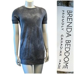 BRENDA BEDDOME Tie Dye Gray Mini Short Sleeve Sweater Sweatshirt Dress 🇨🇦